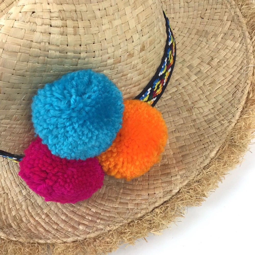 LAST 1 Anthro Shiraleah Sam Panama Pom Pom Hat - Picture 3 of 7